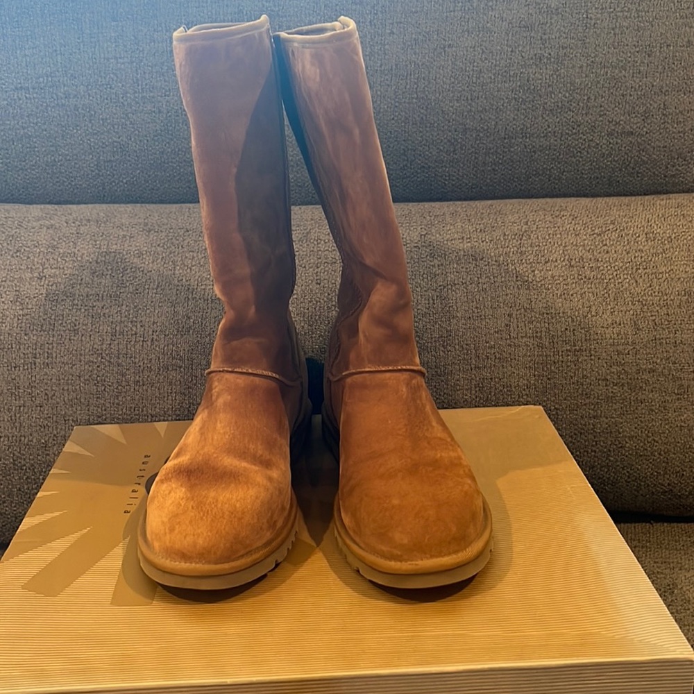 UGG Lo Pro cognac suede button boots size 8
